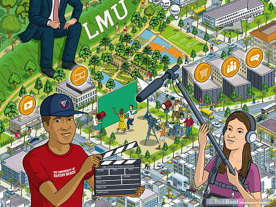 LMU City Advertising Campaign Illustration Pt 2 ad campaign advertising cityscape illustration illustrator isometric los angeles pixel art technology university