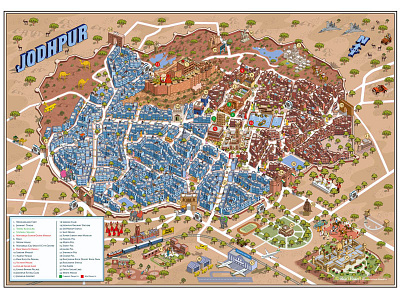Jodhpur Urban Redevelopment Project Map Illustration city cityscape design graphic illustration illustrator india isometric map maps tourism travel