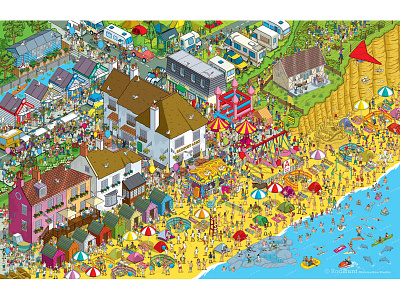 Seaside - Daily Mail Great Summer £125,000 Treasure Hunt busy detail digital hidden object illustration illustrator isometric landscape pixel art search and find seek and find tourism treasure hunt vector wheres waldo wheres wally wimmlebild