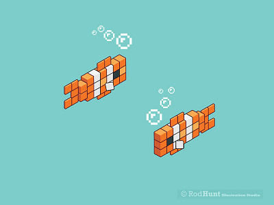 Clown Fish Assets for Minecraft Coral Crafters Animation advertising animation design graphic illustration illustrator isometric motion pixel art vector