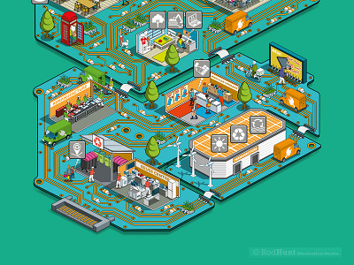 Fix Our Relationship With Electronics: Restart Project (pt2) business design detail graphic illustration illustrator infographics isometric map people pixel art sustainability sustainable tech technologies technology vector