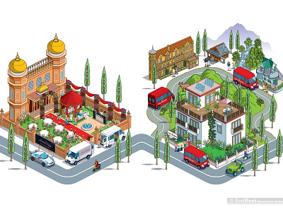 OYO Rooms: Book & Mural Illustration 2 advert advertising architechture business city cityscape design detail graphic hotels illustration illustrator infographics isometric pixel art travel vector