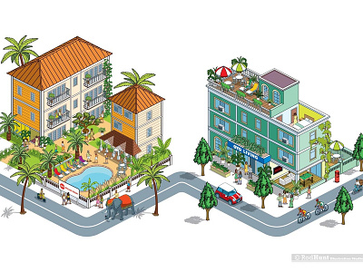 OYO Rooms: Book & Mural Illustration 4 advertising architechture buildings business city cityscape design detail graphic illustration illustrator infographics isometric pixel art travel vector