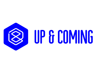 UP & COMING LOGO (MARK & NAME) art blue brand colours contemporary logo mark media