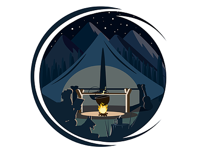 Camping camping charachter design fire flat illustration mountain tent tourist vector