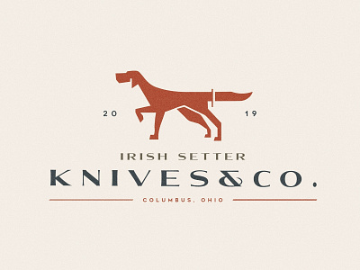 Irish Setter Knives & Co. brand branding character design flat graphic design icon identity illustration illustrator lettering logo minimal vector
