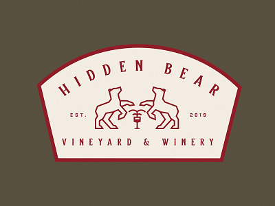 Hidden Bear Vineyard and Winery brand branding character clean design flat graphic design icon identity illustration illustrator lettering logo minimal typography vector