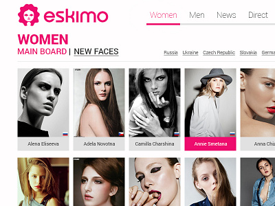 Eskimo Model Management website redesign fashion flat layout photoshop web web design website wip