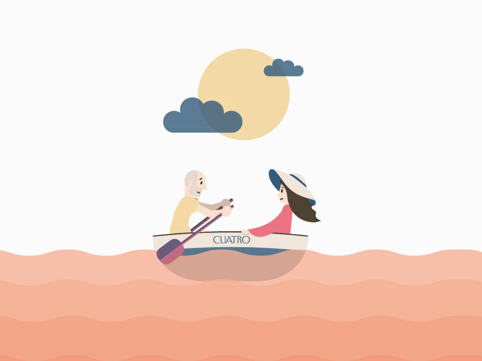Love travel after effect animation anniversary boat illustration love orange sea sunset water women
