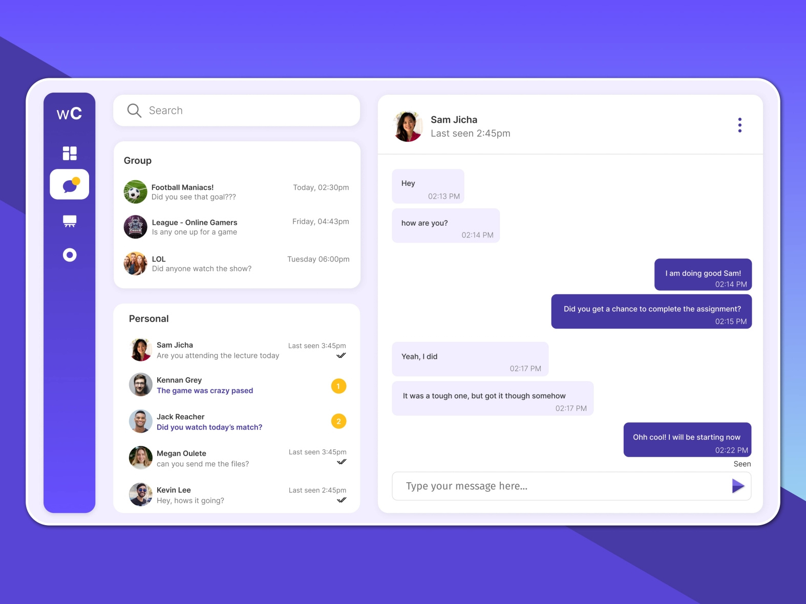 Messaging Application UI Design by Prateek Chatterjee on Dribbble