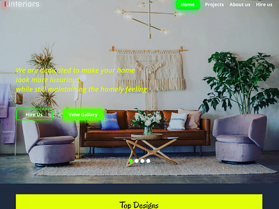 Interiors interiors landing page ui web design