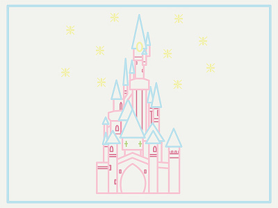 Disney castle castle disney disneyland illustration outline pastel pink princess