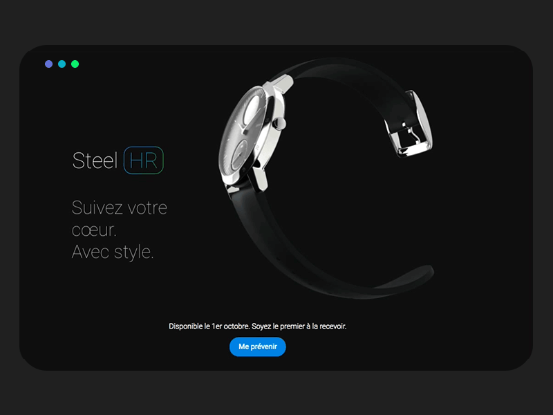 Withings— Steel HR animation gif landing product ui uidesign watch webdesign website withings