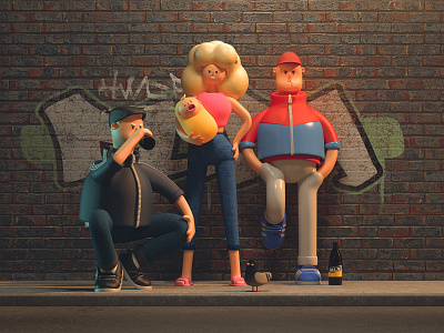 Slavs. 3d 3d art beer c4d character characterdesign cinema4d design graffiti illustration pigeon poland redshift slavs street wall