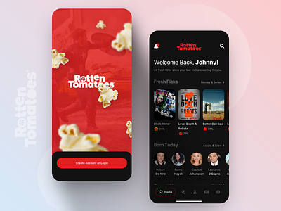 // ROTTEN TOMATOES // App Concept clean concept digital facelift imdb interface ios mobile mobile design mobile ui product design rebrush redesign rotten tomatoes ui ux