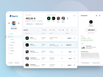 // PAYPAL ACTIVITY FEED// UI Redesign concept digital interface paypal product design software ui user experience user interface ux web