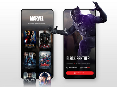 // BLACK PANTHER // Mobile Streaming Concept app black marvel movie panther streaming ui ux