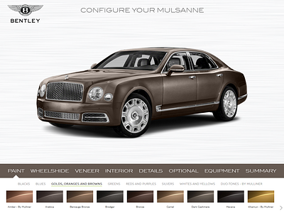 Daily UI #033 Bentley Mulsanne Car Configurator