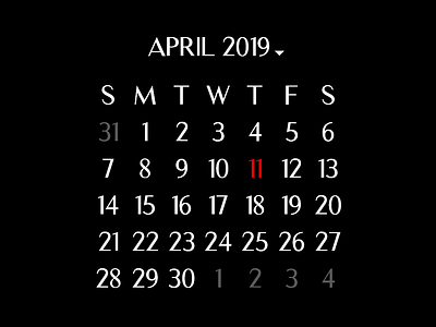 Daily UI #038 Calendar 038 38 calendar calendar 2019 dailyui elegant
