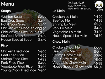 Daily UI #043 Restaurant Menu 043 43 chinese chinese food dailyui eatery food menu restaraunt restauraunt menu