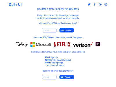 Daily UI #100 - Redesign Daily UI Landing Page