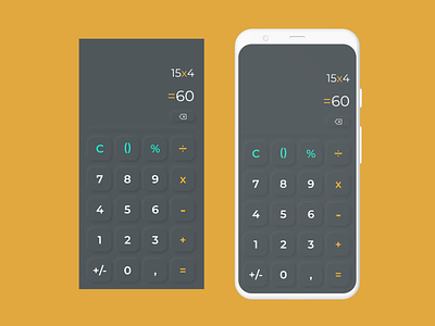 DailyUI 004 app calculator daily 100 challenge daily ui dailyui dailyuichallenge design green grey illustration mobile mobile app neomorphism ui yellow