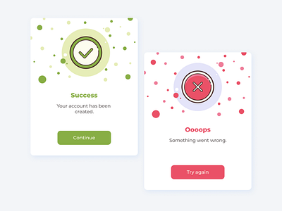 DailyUI 011 app continue daily 100 challenge daily ui dailyui dailyuichallenge design green illustration mobile mobile app opps red success success message successful try again ui unsuccess message