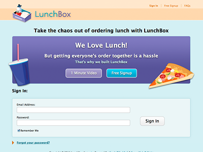 LunchBox Homepage home page homepage lunchbox web app homepage