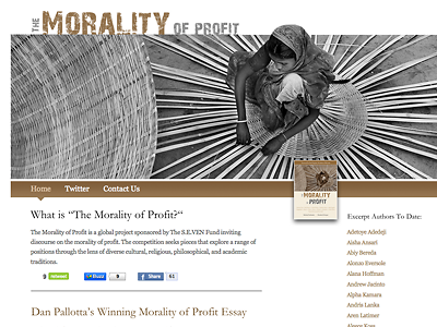 Morality of Profit Homepage Design 2 columns home page homepage photographic