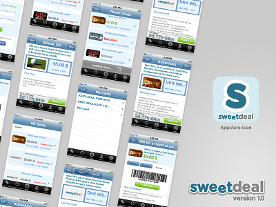 Sweetdeal redesign of white label version 1.0 for Berlingske appdesign apps appstore blue and green redesign
