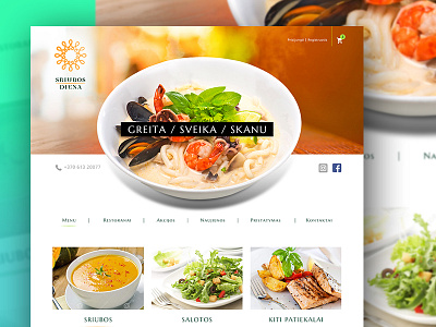 Web design for SRIUBOS DIENA restaurant e commerce e shop food restaurant soup ui ui design ux web design