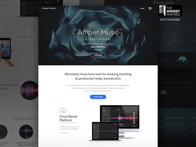 Amper Music website design ai inteligence amper music ui design webby awards