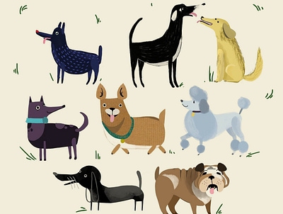 dogs animals illustrated children art ilustration