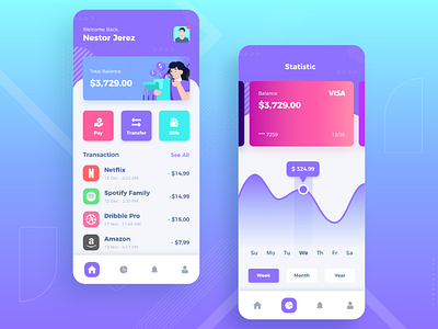 Wallet Bank Finance App Concept Free android bank banking design graph ios money template ui ux ux design wallet