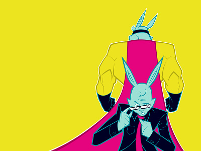 The Rocket adult bright carrot cartoon character design funny humorous illustration neon rabbit superhero vector vector illustration