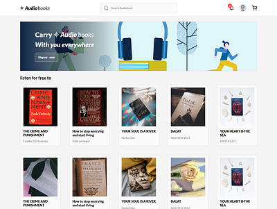 Audiobook UI Website art audiobook ui uidesign uiux website