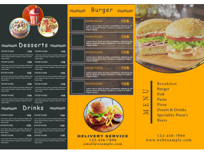 Restaurant menu flyer