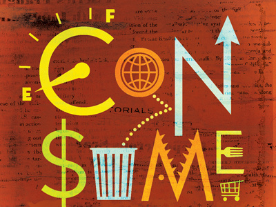 Consume economy illustration texture typography