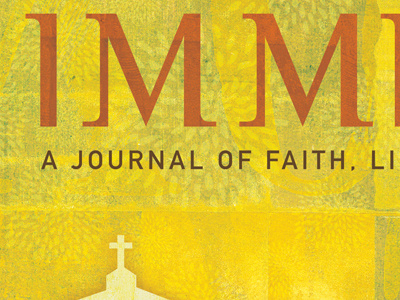 Immerse cross faith illustration journal masthead steeple texture yellow