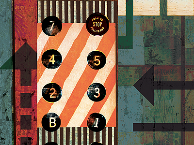 Going Up arrows buttons elevator illustration numbers texture