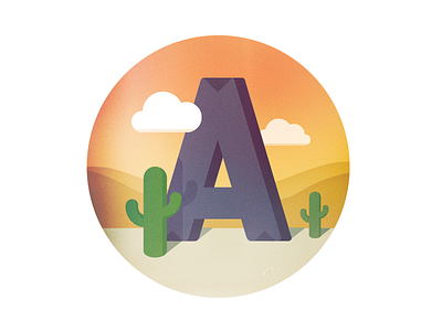 A is for Arizona a arizona cactus desert illustration landscape type