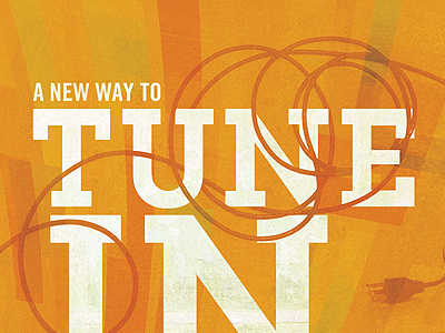 Tune In cord electrical illustration orange plug texture typography
