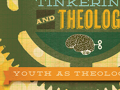 Theology banner brain editorial illustration texture typography