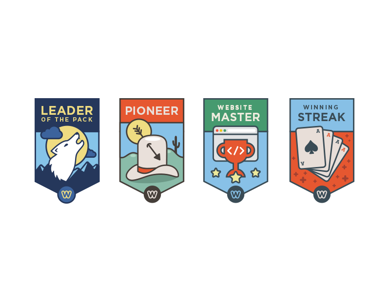 Weebly Badges aces cards code trophy cowboy hat wolf weebly customer support badges