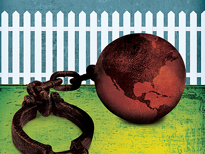 Human Slavery backyard chain globe shackle slavery