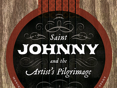 Saint Johnny guitar illustration johnny cash typography wood