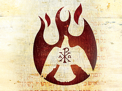 Alpha Omega alpha christianity dove fire flames hebrew illustration omega texture