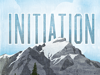 Initiation illustration mountains sky snow texture typography