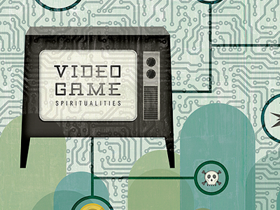 Video Game editorial electronics gaming illustration skull tv