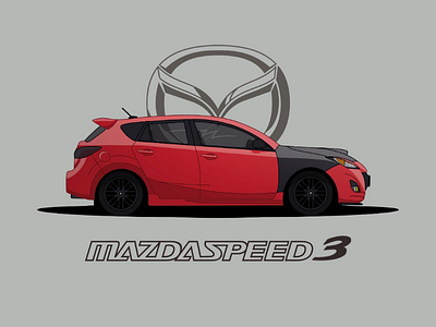 Mazda Speed 3 car cars graphic design illustration mazda mazdaspeed vector art
